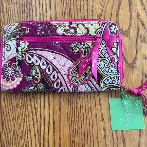 Vera Bradley Pink and Green Paisley Wallet - Picture 2 of 3